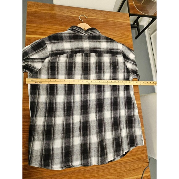 Japna Women's XL Black and White Plaid Japanese Cotton Heavy Flannel Button Up - Picture 7 of 8